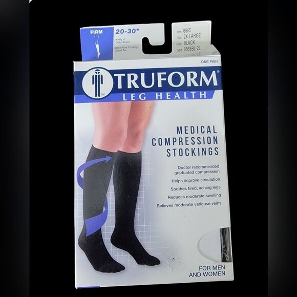 Truform compression stocking 2XL black abovve knee 20-30mmHg Closed toe - Picture 2 of 6